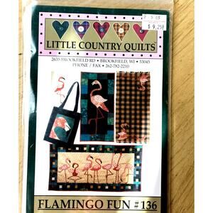Little Country Quilts Pattern & Fabric FLAMINGO FUN #136 NEW Quilting Birds Pink